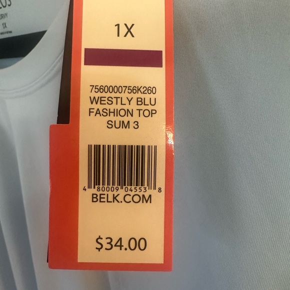 NWT Zelos Light Blue T-Shirt Size 1X Curvy Athletic - Picture 6 of 7